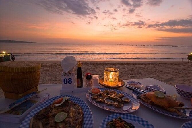 Bali Romantic Seafood Dinner under sunset jimbaran Beach - Stop 1: Jimbaran Beach and the table on the sand